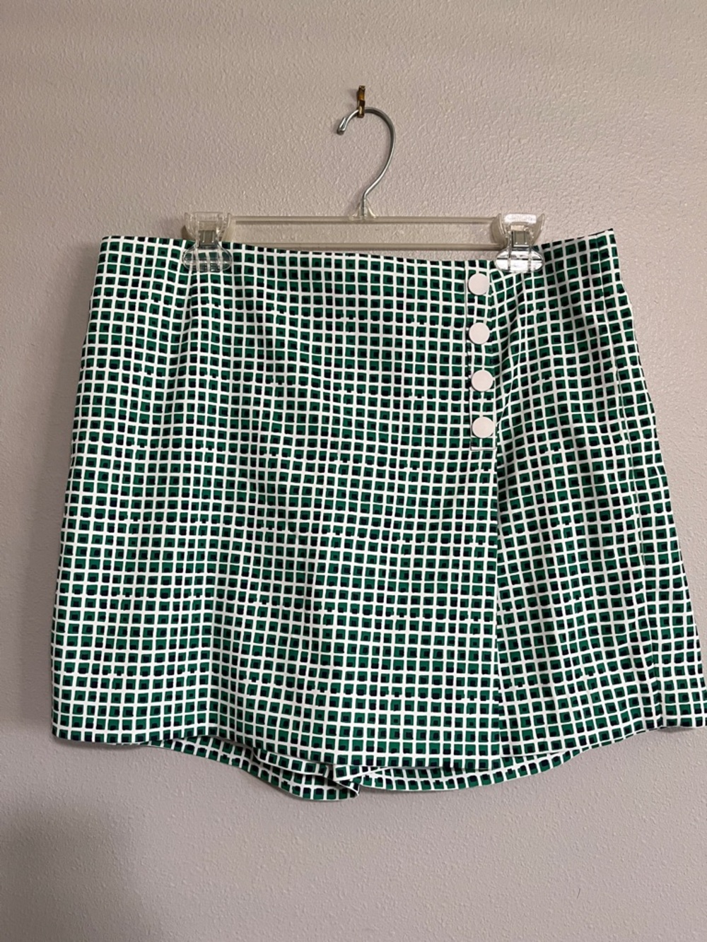 Tory Sport Green and White Grid Skort